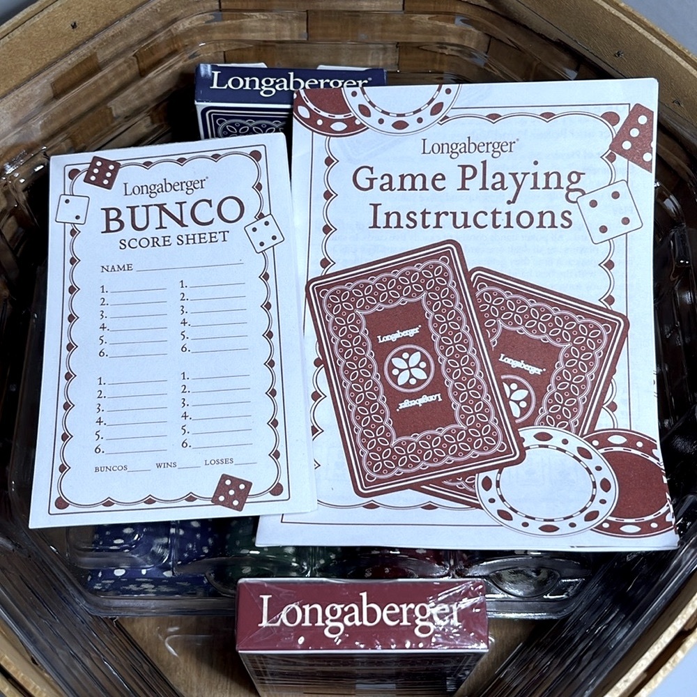 Vintage 2005 Longaberger Dealer's Choice Basket with the Bunco Game